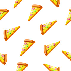 Seamless Pattern Abstract Elements Pizza Fast Food Vector Design Style Background Illustration