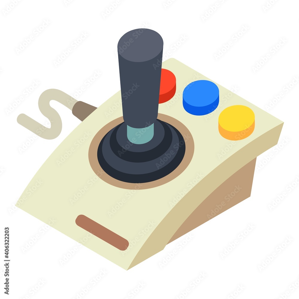 Poster joystick controller icon. isometric of joystick controller vector icon for web design isolated on wh