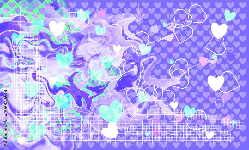 Poster st valentines day background with hearts and curves layered eps10 vector illustration. template for 