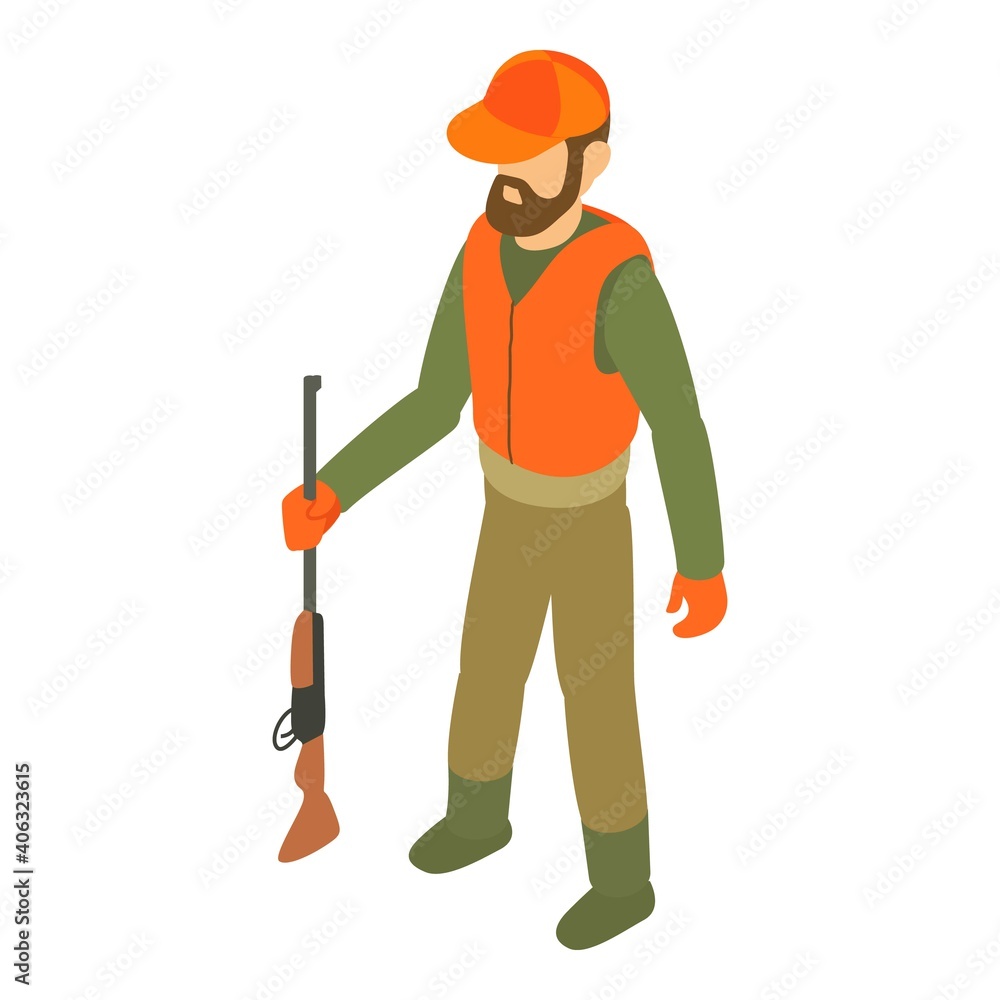 Poster hunter icon. isometric of hunter vector icon for web design isolated on white background
