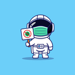 Cute astronaut wearing protective mask