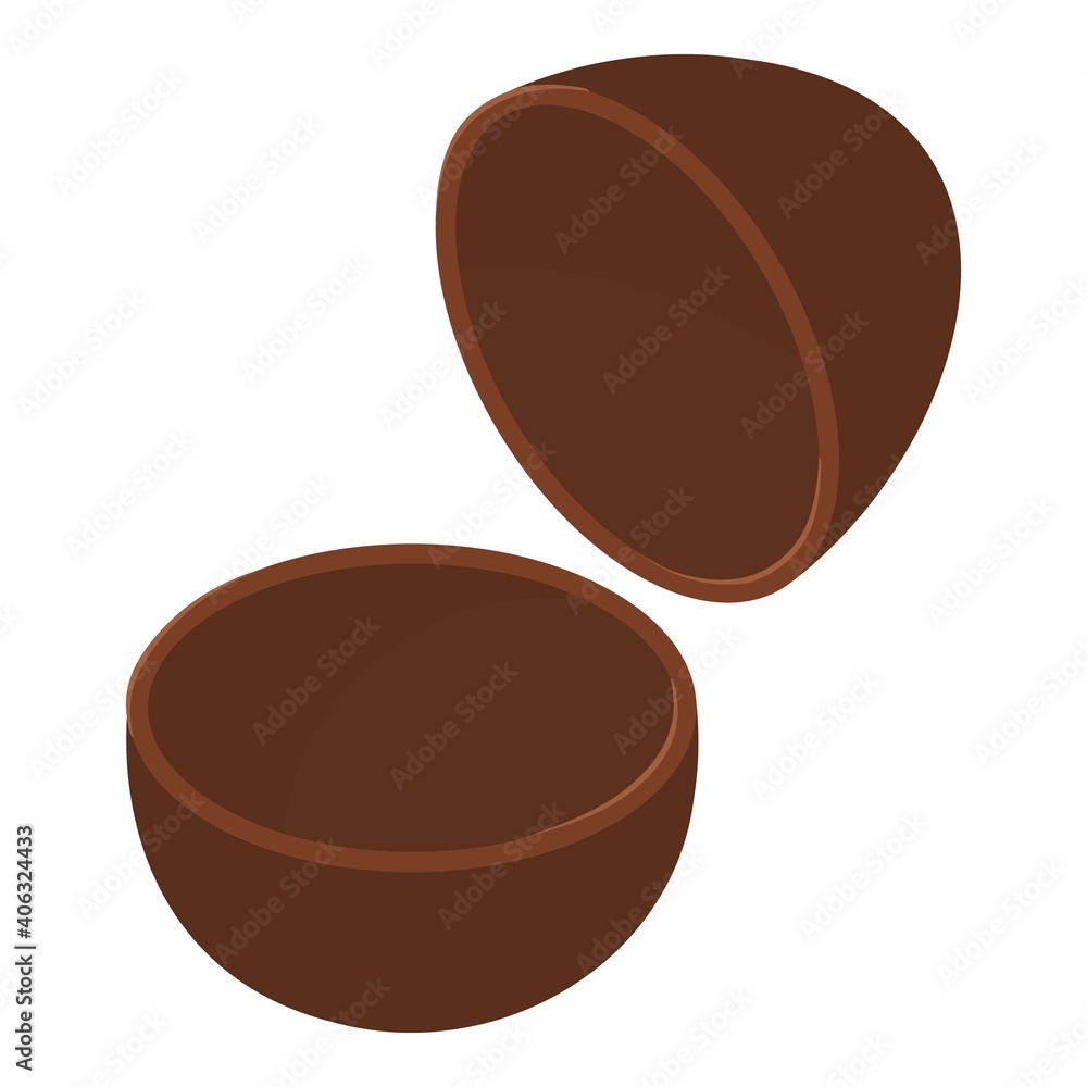 Poster chocolate eggshell icon. isometric of chocolate eggshell vector icon for web design isolated on whit