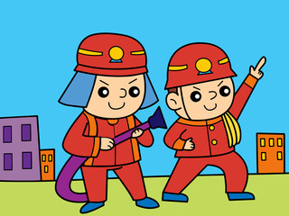 Little fireman ready to work