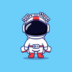 Cute astronaut with full equipment ready to fly 