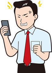 スマホでイライラする店長