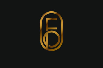 Obraz premium Abstract Initial F and O Logo, Gold Line Monogram style, usable for brand, card and company, logo design template element,vector illustration