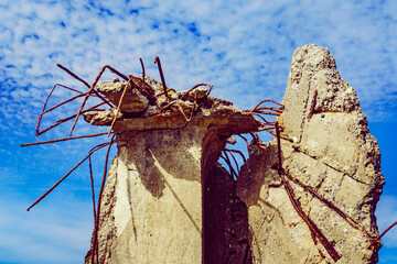 Ruined building, destroyed house