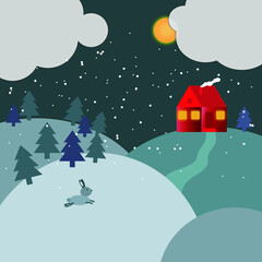 Fototapeta na wymiar winter landscape with house