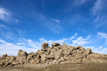 Granite Island in Barren Reservoir Landscape Along the North Fork of the American River California