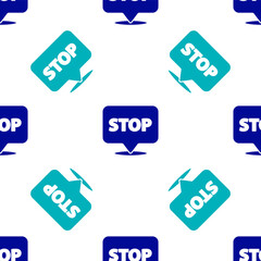 Blue Protest icon isolated seamless pattern on white background. Meeting, protester, picket, speech, banner, protest placard, petition, leader, leaflet. Vector.