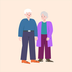 Vector illustration of an elderly couple holding hands