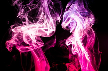 Colored smoke on black background