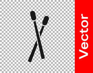 Black Drum sticks icon isolated on transparent background. Musical instrument. Vector.