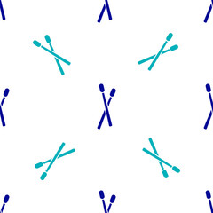 Fototapeta na wymiar Blue Drum sticks icon isolated seamless pattern on white background. Musical instrument. Vector.