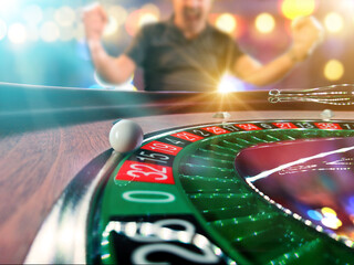 Man playing roulette at the casino