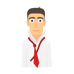 Man with a tie. Tie a tie around your neck, vector illustration