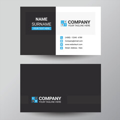 Obraz premium Black and blue corporate business card design template 