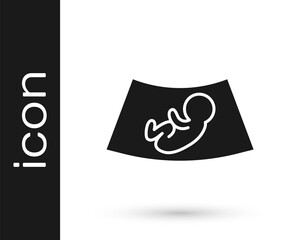Black Ultrasound of baby icon isolated on white background. Fetus. Vector.