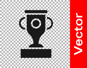 Black Award cup icon isolated on transparent background. Winner trophy symbol. Championship or competition trophy. Sports achievement sign. Vector.