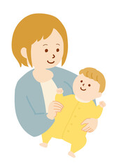 赤ちゃんと女性のイラスト