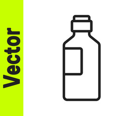 Black line Bottle of water icon isolated on white background. Soda aqua drink sign. Vector Illustration.