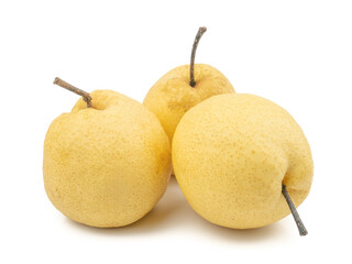 Chinese pear (Pyrus pyrifloral,nashi pear) tropical fruit isolated on white background