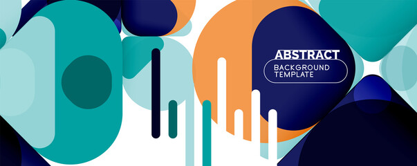 Modern geometric round shapes and dynamic lines, abstract background. Vector illustration for placards, brochures, posters and banners
