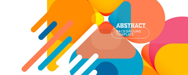 Flat geometric round shapes and dynamic lines, abstract background. Vector illustration for placards, brochures, posters and banners