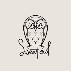 Sweet outline logo. Doodel isolated emblem design. Kids education symbol