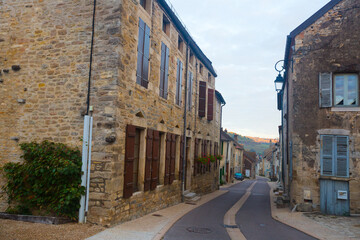 View of streets of old French town Bligny-sur-Ouche, located in France..