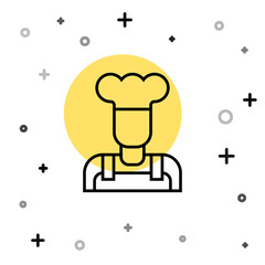 Black line Cook icon isolated on white background. Chef symbol. Random dynamic shapes. Vector.