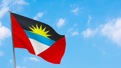 Antigua and Barbuda flag on pole