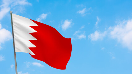 Fototapeta na wymiar Bahrain flag on pole