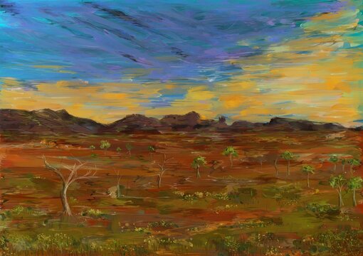 Sunset in the Outback Original - A1 Size