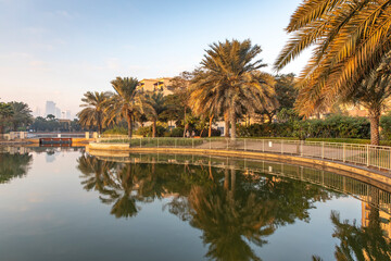 Fototapeta premium sunrise in dubai Green Lakes
