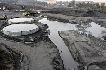 Aerial shot of the area of coal mining in South Africa