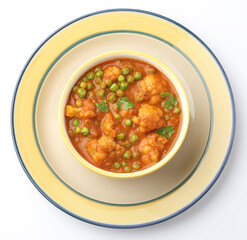 gobi mutter curry, cauliflower mutter curry, gobi masala with green peas indian food, lunch ,dinner