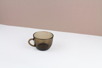 brown glass coffee cup on a background