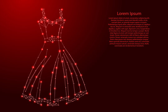 Sundress Dress Women's From Futuristic Polygonal Red Lines And Glowing Stars For Banner, Poster, Greeting Card. Vector Illustration.