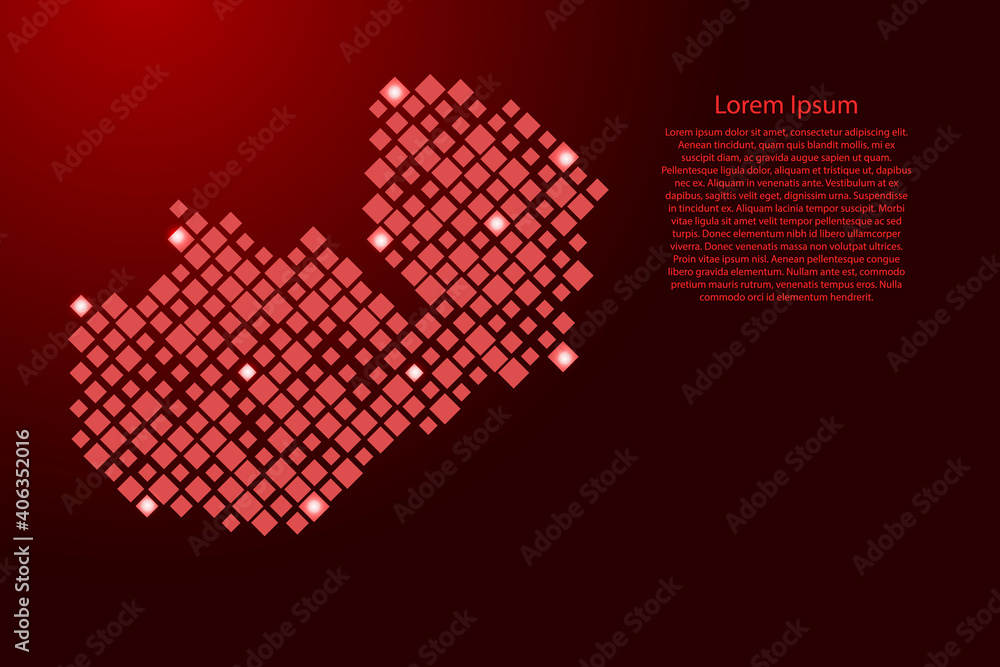 Aufkleber zambia map from red pattern rhombuses of different sizes and glowing space stars grid. vector illust