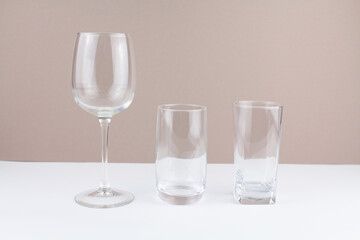 glasses and glasses on empty new background
