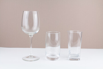 glasses and glasses on empty new background