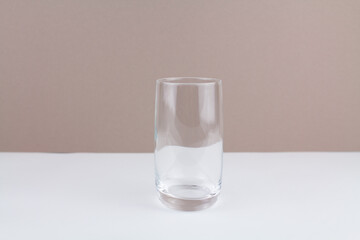 glass cup on white brown background stylish in the kitchen