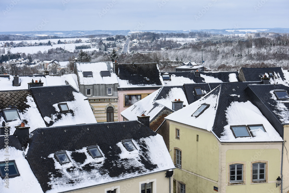 Poster belgique wallonie arlon lorraine neige hiver fenetres