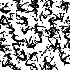 Seamless monochrome pattern of abstract elements