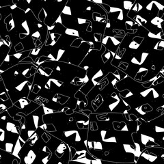 Obraz premium Seamless black and white abstract pattern. Grunge background monochrome repeating