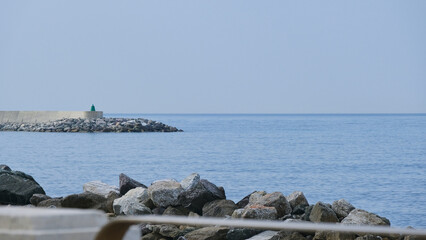 Panorama marino a Chiavari, in provincia di Genova, Liguria, Italia.
