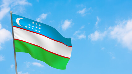 Uzbekistan flag on pole