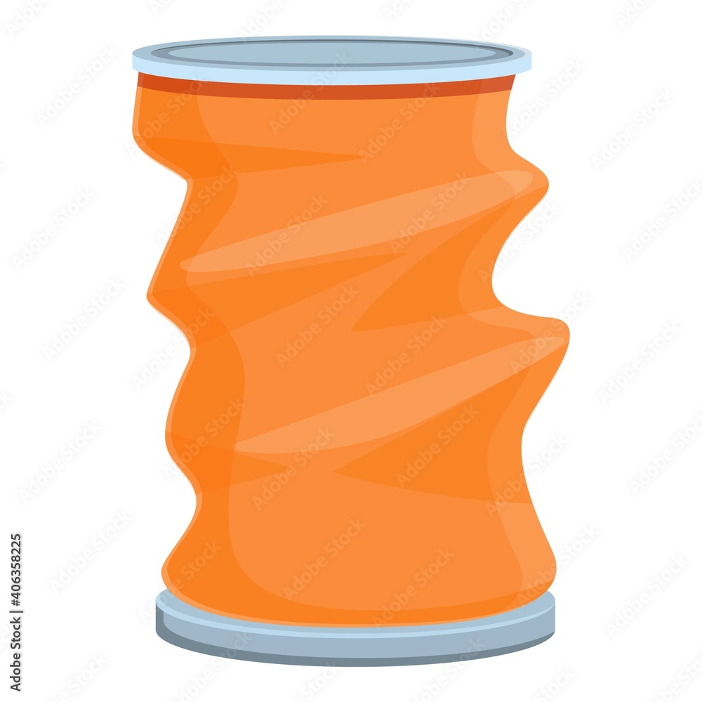 Poster crumpled can icon. cartoon of crumpled can vector icon for web design isolated on white background