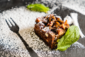 brownie with mint and nuts